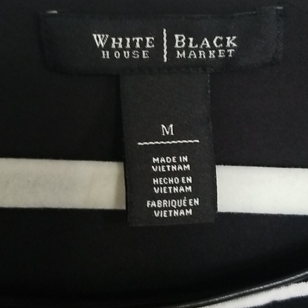 Waist Defining Black and white 3/4 Sleeve Top - Picture 2 of 8